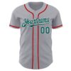 Custom Gray Midnight Green White-Red Authentic Baseball Jersey