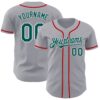 Custom Gray Midnight Green White-Red Authentic Baseball Jersey