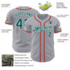 Custom Gray Midnight Green White-Red Authentic Baseball Jersey