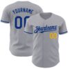 Custom Gray Royal-Gold Authentic Baseball Jersey