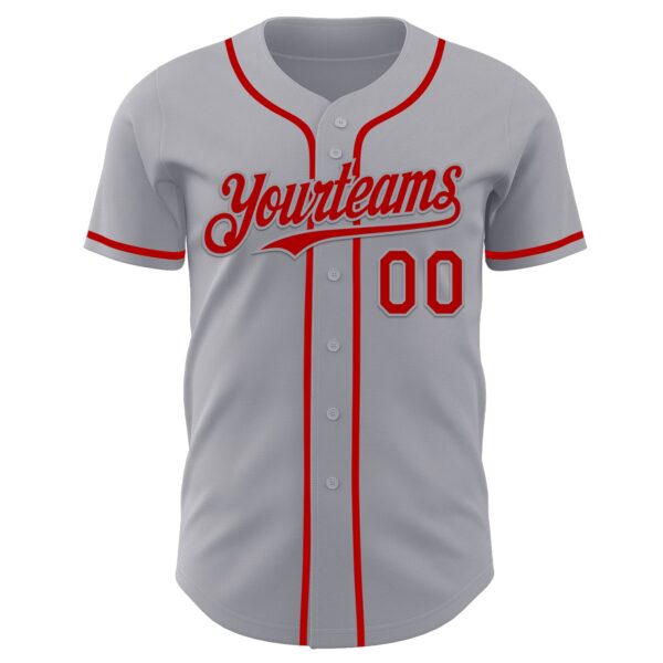 Custom Gray Red Authentic Baseball Jersey