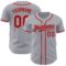 Custom Gray Red Authentic Baseball Jersey