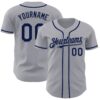 Custom Gray Navy Authentic Baseball Jersey