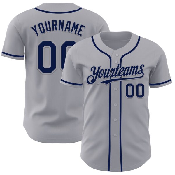 Custom Gray Navy Authentic Baseball Jersey