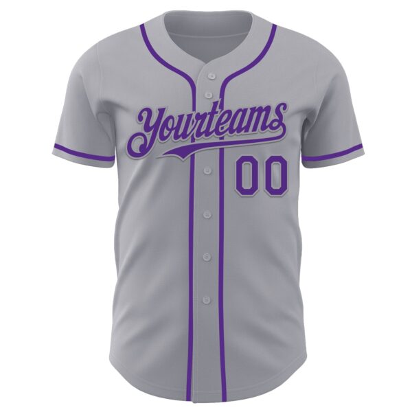 Custom Gray Purple Authentic Baseball Jersey