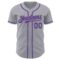 Custom Gray Purple Authentic Baseball Jersey
