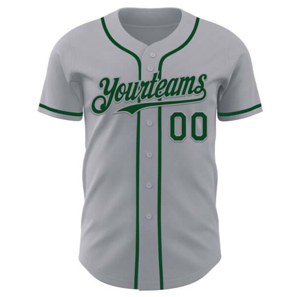 Custom Gray Green Authentic Baseball Jersey