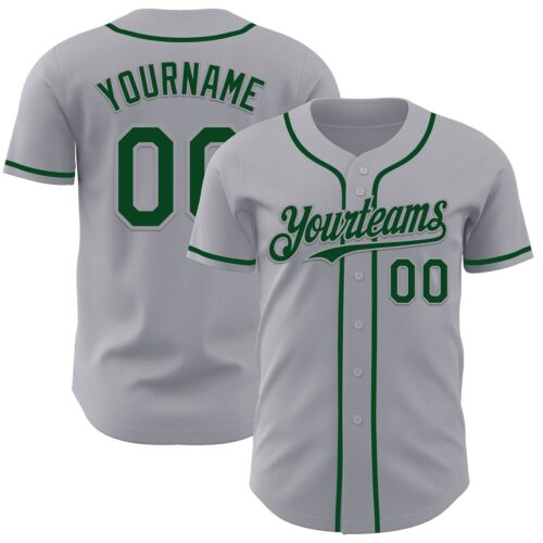 Gray1086 Custom Gray Green Authentic Baseball Jersey