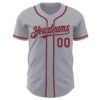 Custom Gray Crimson Authentic Baseball Jersey