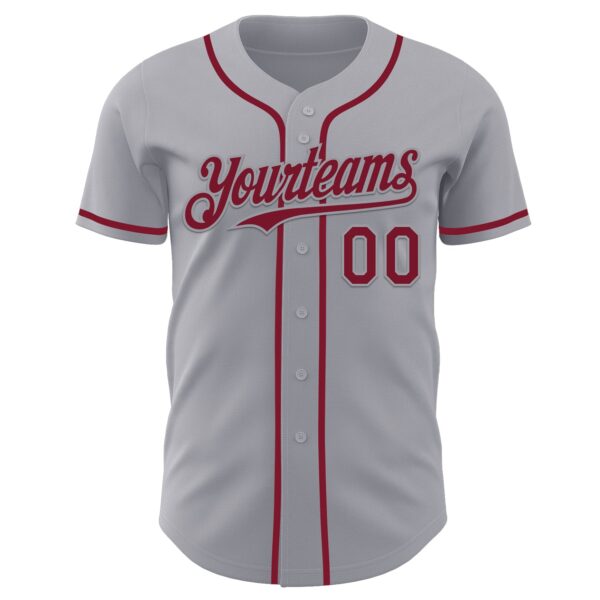Custom Gray Crimson Authentic Baseball Jersey