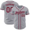 Custom Gray Crimson Authentic Baseball Jersey