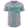 Custom Gray Teal Authentic Baseball Jersey