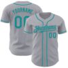 Custom Gray Teal Authentic Baseball Jersey