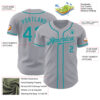 Custom Gray Teal Authentic Baseball Jersey