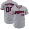 Custom Gray Navy-Red Authentic Baseball Jersey