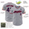 Custom Gray Navy-Red Authentic Baseball Jersey