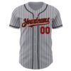 Custom Gray Black Pinstripe Red-Cream Authentic Baseball Jersey