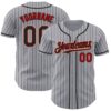 Custom Gray Black Pinstripe Red-Cream Authentic Baseball Jersey