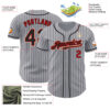 Custom Gray Black Pinstripe Red-Cream Authentic Baseball Jersey