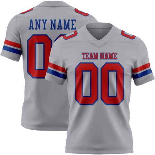 Gray1098 Custom Gray Red-Royal Authentic Football Jersey
