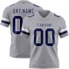 Custom Gray Navy-White Authentic Football Jersey