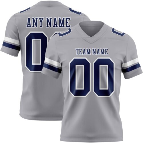 Gray1101 Custom Gray Navy-White Authentic Football Jersey