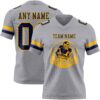 Custom Gray Navy-Gold Authentic Football Jersey