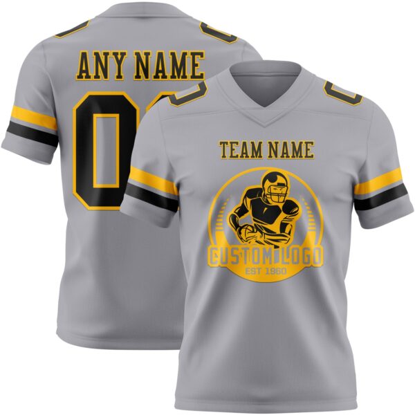 Custom Gray Black-Gold Authentic Football Jersey