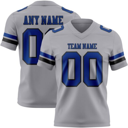 Custom Gray Royal-Black Authentic Football Jersey