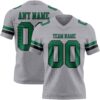 Custom Gray Kelly Green-Black Authentic Football Jersey