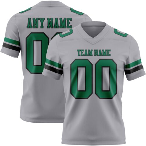 Gray1116 Custom Gray Kelly Green-Black Authentic Football Jersey