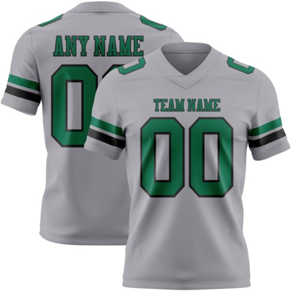 Custom Gray Kelly Green-Black Authentic Football Jersey