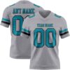 Custom Gray Teal-Black Authentic Football Jersey