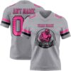 Custom Gray Pink-Black Authentic Football Jersey