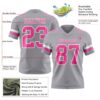 Custom Gray Pink-White Authentic Football Jersey