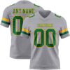 Custom Gray Kelly Green-Gold Authentic Football Jersey