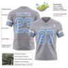 Custom Gray Light Blue-White Authentic Football Jersey