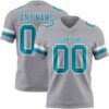 Custom Gray Teal-White Authentic Football Jersey