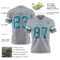 Gray1150-2 Custom Gray Teal-White Authentic Football Jersey