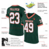 Custom Green White-Orange Mesh Authentic Throwback Football Jersey