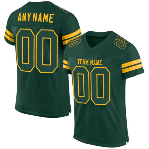 Green0073 Custom Green Green-Gold Mesh Authentic Football Jersey