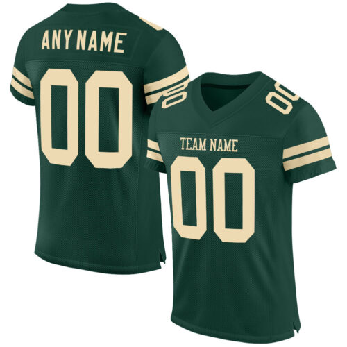 Green0076 Custom Green Cream Mesh Authentic Football Jersey