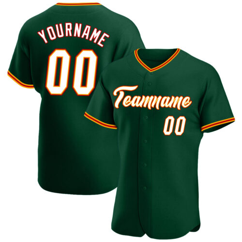 Green0131 Custom Green White-Gold Authentic Baseball Jersey