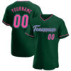 Custom Green Pink-Light Blue Authentic Baseball Jersey