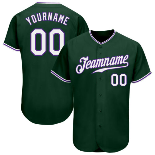 Green0157 Custom Green White-Purple Authentic Baseball Jersey