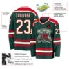 Custom Green Cream-Red Hockey Jersey