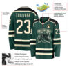 Custom Green Cream-Black Hockey Jersey