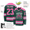 Custom Green Pink-White Hockey Jersey