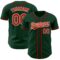 Custom Green Red-Cream Authentic Baseball Jersey