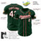 Custom Green White-Red Authentic Baseball Jersey